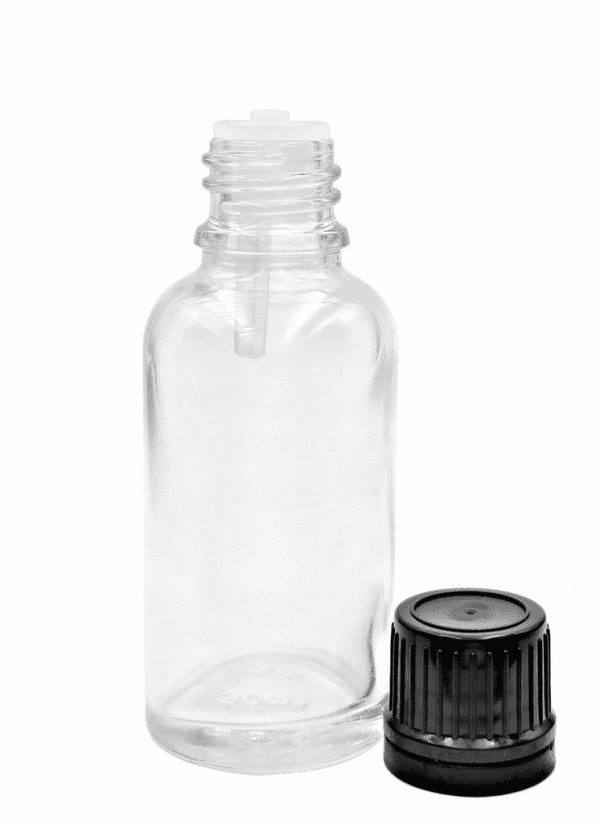 Butelka szklana przezroczysta 30ml z kroplomierzem