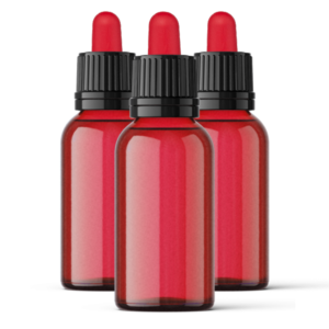 Butelka szklana 15ml z pipetą czerwona zestaw 50 sztuk